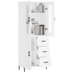 vidaXL Buffet haut Blanc 69 5x34x180 cm Bois d'ingénierie