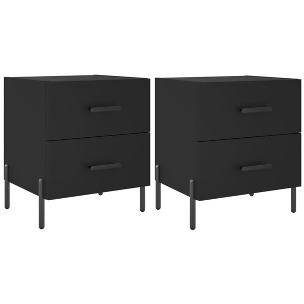 vidaXL Tables de chevet 2 Pièces noir 40x35x47 5 cm bois d’ingénierie