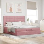 vidaXL Cadre de lit ottoman avec matelas rose 160x200 cm velours