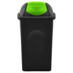 vidaXL Poubelle avec couvercle pivotant 60 L Noir et vert