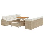 vidaXL Ensemble de canapé de jardin 11 Pièces Beige polyrotin