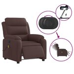 vidaXL Fauteuil de massage inclinable électrique Marron foncé Tissu
