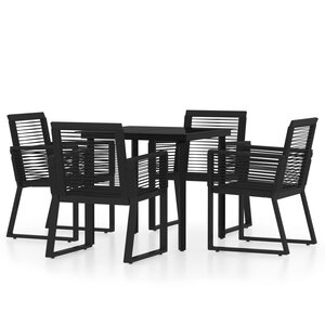 vidaXL Ensemble à manger de jardin 5 Pièces Noir