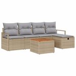 vidaXL Ensemble de canapé de jardin avec coussin 6 Pièces Beige polyrotin