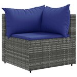 vidaXL Salon de jardin 7 Pièces avec coussins Gris Résine tressée