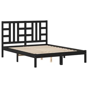 vidaXL Cadre de lit sans matelas noir 140x190 cm bois massif