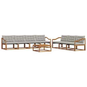 vidaXL Ensemble de canapés d'extérieur 8 Pièces Gris Naturel et Clair
