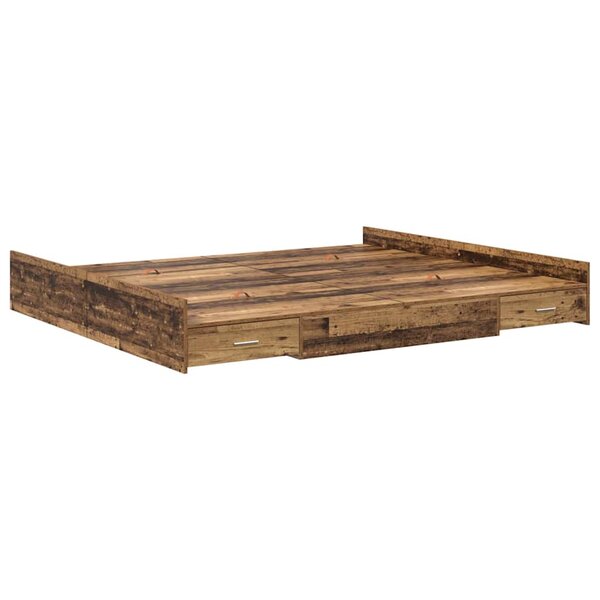 vidaXL Cadre de lit avec rangement Bois ancien 180 x 200 cm