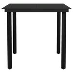 vidaXL Ensemble à manger de jardin et coussins 3 Pièces noir rotin verre