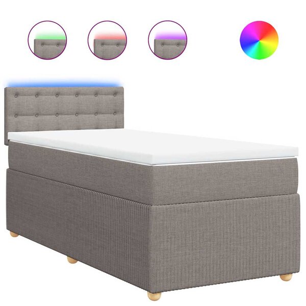 vidaXL Sommier à lattes de lit avec matelas Taupe 90x190 cm Tissu