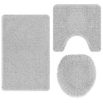 vidaXL Tapis de bain 3 Pièces Gris 50 x 50 cm Polypropylène