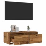vidaXL Meuble TV avec lumières LED vieux bois 75x35 5x25 cm
