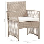 vidaXL Fauteuils de jardin avec coussins 2 Pièces Beige Résine tressée