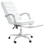 Chaise fauteuil siège pivotante de inclinable de bureau informatique étude similicuir blanc 02_0024231