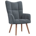 vidaXL Chaise de relaxation Gris foncé Velours