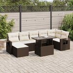 vidaXL Salon de jardin 8 Pièces avec coussins marron résine tressée