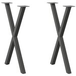 vidaXL Pieds de table à manger en forme de X 2 pièces Anthracite 50 x (72-73) cm Acier