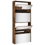 vidaXL Armoire à chaussures miroir à 4 niveaux chêne fumé 63x17x134 cm