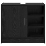 vidaXL Cabinet de salle de bain avec porte Chêne noir 63 x 29 x 55 cm