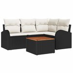 vidaXL Ensemble de canapé de jardin 5 Pièces Noir Poly rotin