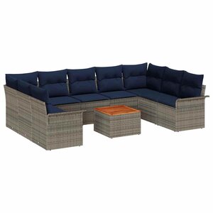 vidaXL Ensemble de canapé de jardin avec coussin 10 Pièces Gris polyrotin