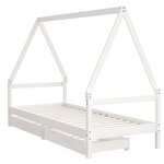 vidaXL Cadre de lit enfant tiroirs blanc 80x200 cm bois de pin massif
