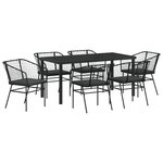 vidaXL Set de jardin de 7 pièces avec des coussins en rotin noir.