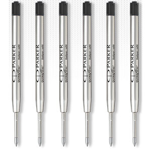 PARKER 6 recharges Quinkflow pour Stylo bille - pointe moyenne - Noires - sous blister