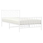 vidaXL Cadre de lit métal sans matelas et pied de lit blanc 107x203 cm