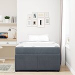 vidaXL Cadre de lit avec matelas Gris foncé 120 x 200 cm tissu