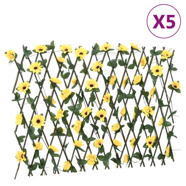 vidaXL Treillis de lierre artificiel extensible 5 Pièces jaune 180x60 cm