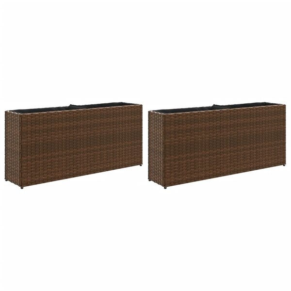 vidaXL Jardinières avec 2 pots 2 Pièces marron 90x20x40 cm résine tressée