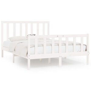 vidaXL Cadre de lit sans matelas blanc 140x200 cm bois massif
