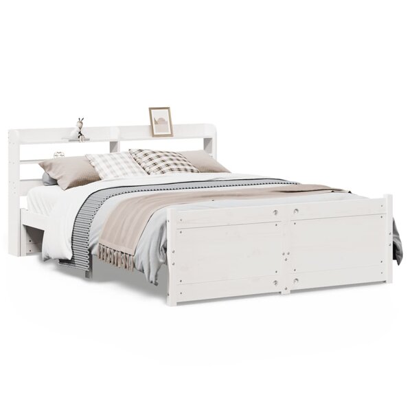 vidaXL Cadre de lit avec tête de lit sans matelas blanc 150x200 cm