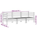 vidaXL Canapé de jardin 3 places cire marron bois de pin massif