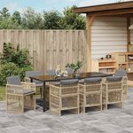 vidaXL Ensemble de salle à manger pour jardin 9 Pièces Beige Poly rotin