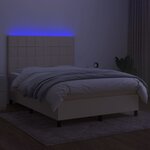 vidaXL Sommier à lattes de lit et matelas et LED Crème 140x190cm Tissu