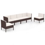 vidaXL Salon de jardin 6 Pièces avec coussins Résine tressée Marron