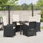 vidaXL Ensemble de Salle à Manger de Jardin 5 Pièces avec Coussins en Rattan Poly Noir