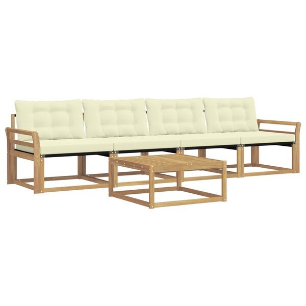 vidaXL Ensemble de canapés d'extérieur 5 Pièces Blanc et crème