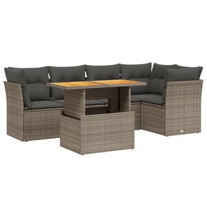 vidaXL Salon de jardin 5 Pièces avec coussins gris résine tressée