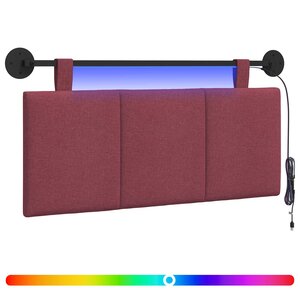 vidaXL Tête de lit suspendue Avec lumière LED Bordeaux Tissu
