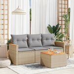 vidaXL Salon de jardin avec coussins 4Pièces mélange beige résine tressée
