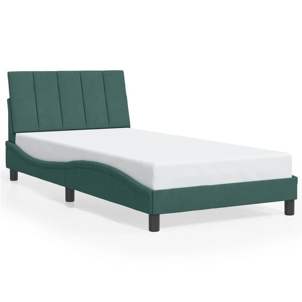 vidaXL Cadre de lit sans matelas Hanko vert foncé 100x200 cm velours