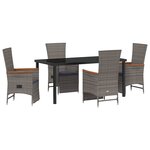 vidaXL Set de 5 pièces de salle à manger de jardin avec coussins en Rattan Gris
