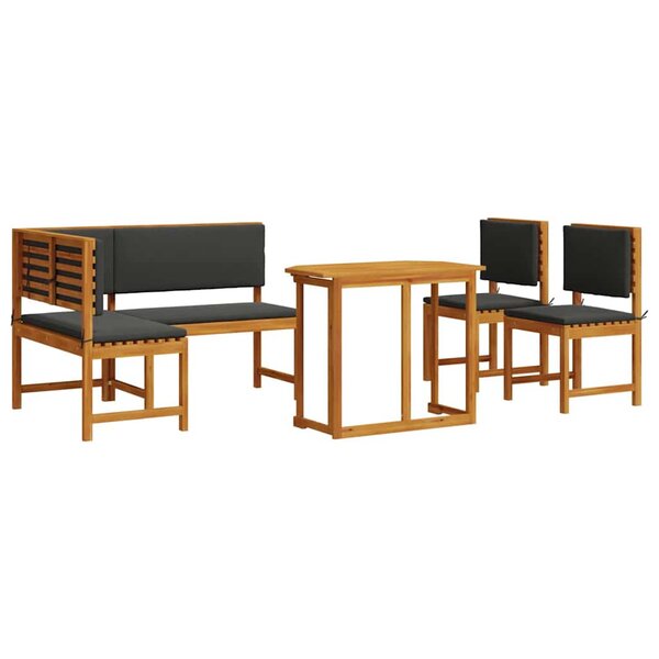 vidaXL Ensemble de banc de jardin 4 Pièces Marron Bois d'acacia massif