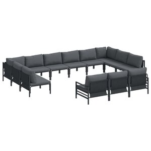 vidaXL Ensemble de canapé de jardin 13 pc Noir Acier