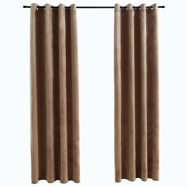 vidaXL Rideaux occultants avec anneaux 2 Pièces Velours Beige 140x175 cm
