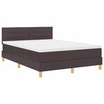 vidaXL Lit à ressort LED avec matelas Marron foncé 160 x 200 cm tissu