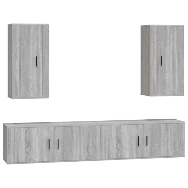vidaXL Ensemble de meubles TV 4 Pièces Sonoma gris Bois d'ingénierie